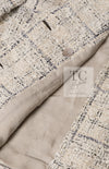 CHANEL 16C Beige Grey Cotton Tweed Double Jacket 44 46 シャネル ベージュ グレー コットン ツイード ダブル ジャケット 即発