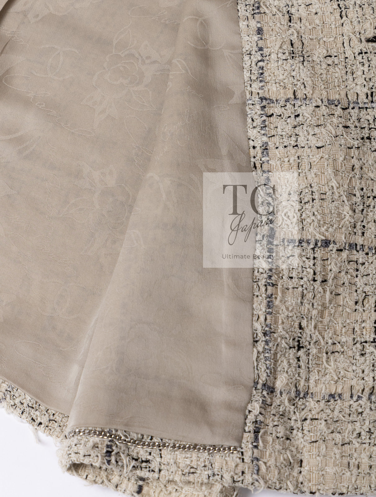 CHANEL 16C Beige Grey Cotton Tweed Double Jacket 44 46 シャネル ベージュ グレー コットン ツイード ダブル ジャケット 即発