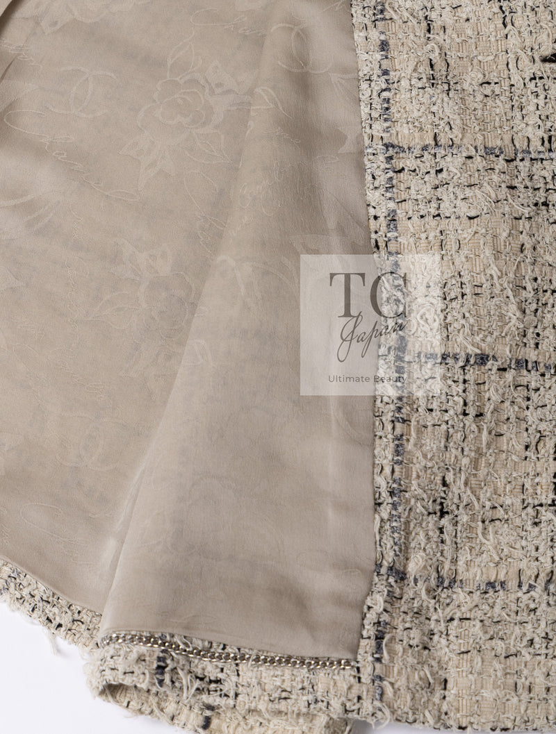 CHANEL 16C Beige Grey Cotton Tweed Double Jacket 44 46 シャネル ベージュ グレー コットン ツイード ダブル ジャケット 即発
