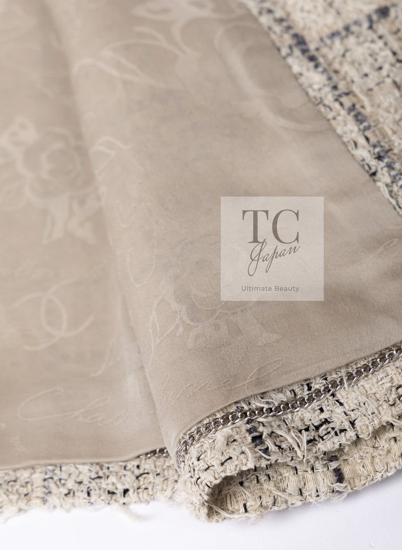 CHANEL 16C Beige Grey Cotton Tweed Double Jacket 44 46 シャネル ベージュ グレー コットン ツイード ダブル ジャケット 即発