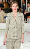 CHANEL 16C Beige Grey Cotton Tweed Double Jacket 44 46 シャネル ベージュ グレー コットン ツイード ダブル ジャケット 即発