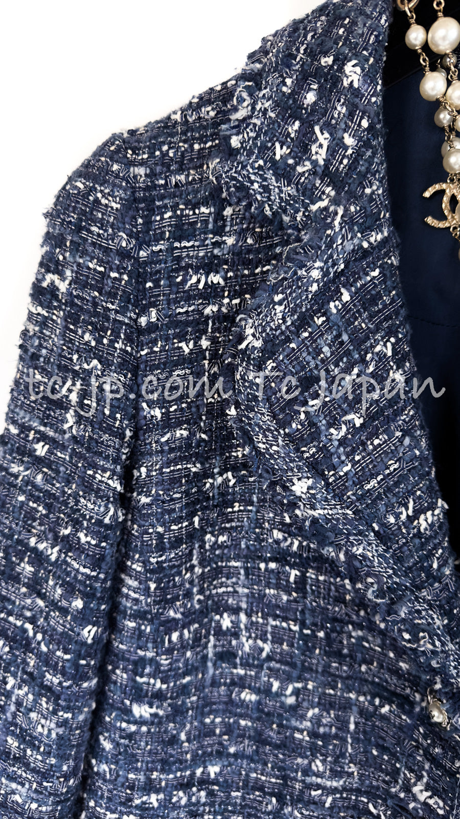 シャネル ジャケット CHANEL ネイビー パール ココボタン ルサージュ
