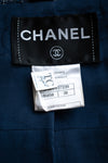 CHANEL 10S Blue Navy Metallic Pearl CC Button Tweed Jacket 38 シャネル ネイビー パール ココボタン ルサージュ ツイード ジャケット 即発