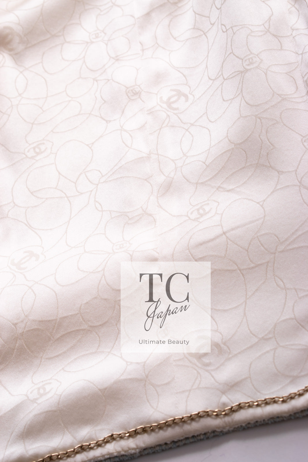 CHANEL 07S Ivory Wash Blue Trim Cotton Jacket 40 シャネル アイボリー ライトブルー トリミング コットン ジャケット 即発