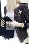 CHANEL 16S Black Multicolor Epaulettes Trimming Jacket 34 36 シャネル ブラック マルチカラー 肩章 ココマーク ボタン ジャケット 即発