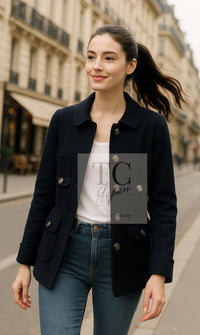 CHANEL 14PF Black CC Button Wool Coat Jacket 34 シャネル ブラック ココボタン ウール コート ジャケット 即発