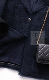 CHANEL 11S Navy Black CC Logo Button Wool Silk Jacket 40 シャネル ネイビー ブラック ココボタン ウール シルク ジャケット 即発