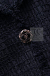 CHANEL 11S Navy Black CC Logo Button Wool Silk Jacket 40 シャネル ネイビー ブラック ココボタン ウール シルク ジャケット 即発