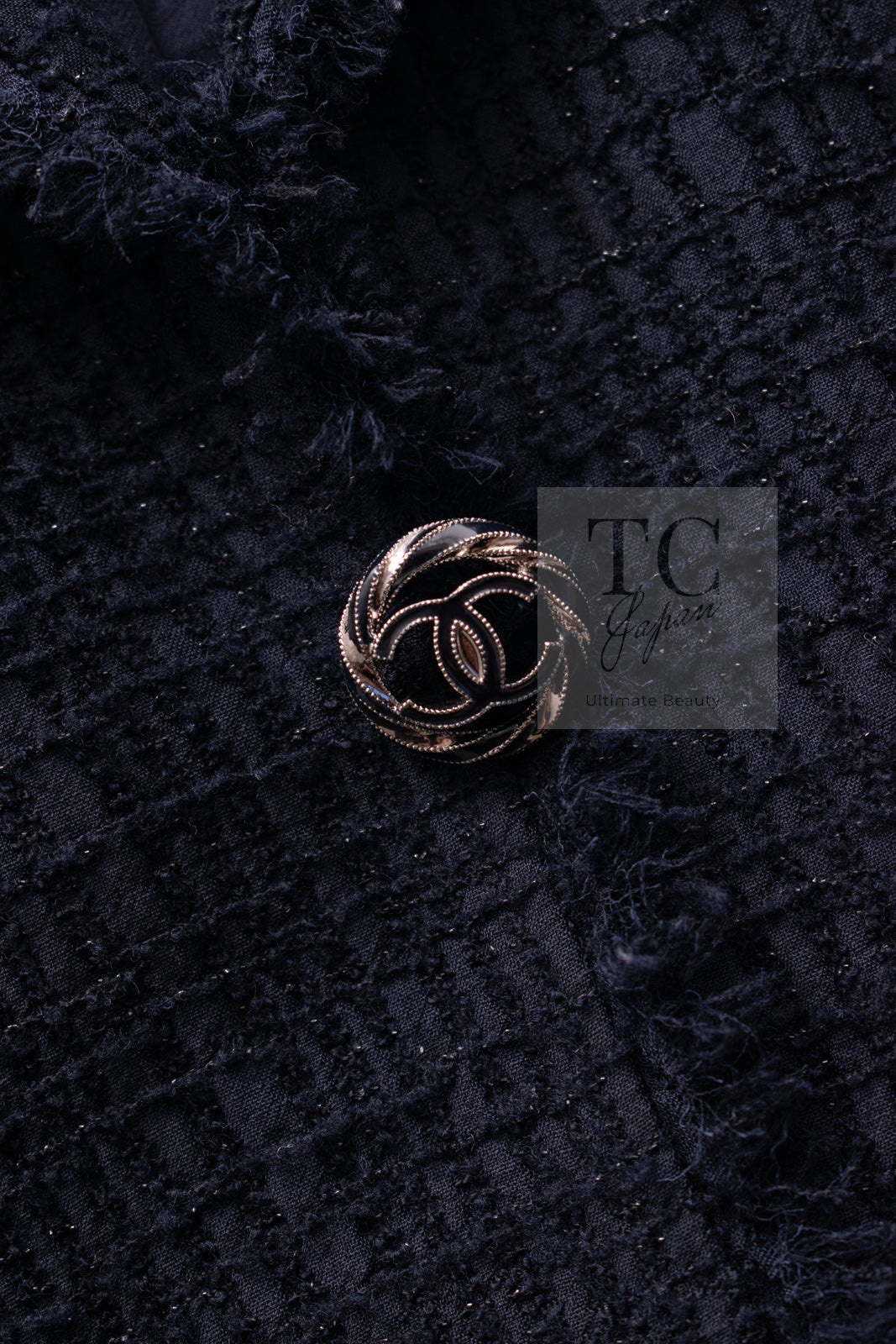 CHANEL 11S Navy Black CC Logo Button Wool Silk Jacket 40 シャネル ネイビー ブラック ココボタン ウール シルク ジャケット 即発
