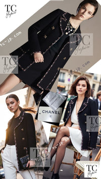 CHANEL 11PF Black Gripoix Button Wool Tweed Jacket Coat 36 38 シャネル ブラック グリポア 宝石 ボタン ウール ツイード ジャケット コート 即発