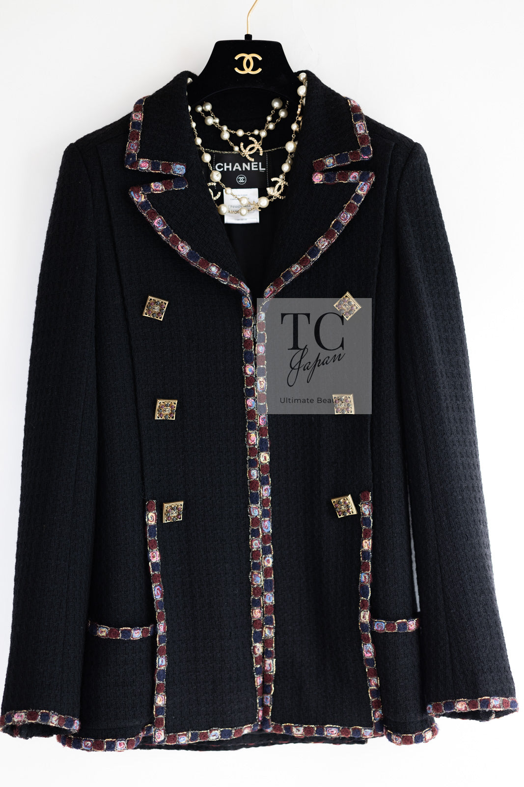 シャネル ジャケット コート CHANEL ブラック グリポア 宝石 ボタン ウール ツイード 11PF Black Gripoix Button  Wool Tweed Jacket Coat – TC JAPAN