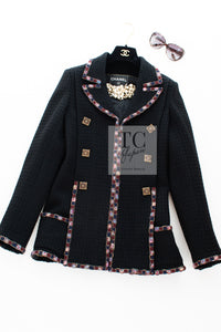 CHANEL 11PF Black Gripoix Button Wool Tweed Jacket Coat 36 38 シャネル ブラック グリポア 宝石 ボタン ウール ツイード ジャケット コート 即発