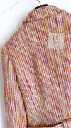 CHANEL 01A Orange Yellow Magenta Belt Jacket 34 36 シャネル オレンジ イエロー マルチ カラー ロゴ ベルト ツイード ジャケット 即発
