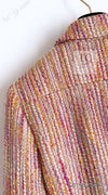 CHANEL 01A Orange Yellow Magenta Belt Jacket 34 36 シャネル オレンジ イエロー マルチ カラー ロゴ ベルト ツイード ジャケット 即発