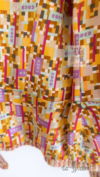 CHANEL 01A Orange Yellow Magenta Belt Jacket 34 36 シャネル オレンジ イエロー マルチ カラー ロゴ ベルト ツイード ジャケット 即発