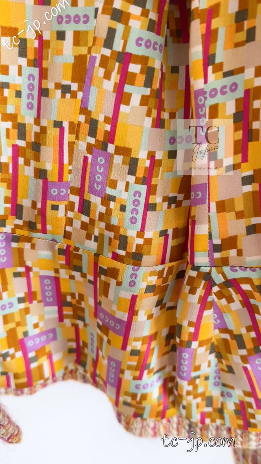 CHANEL 01A Orange Yellow Magenta Belt Jacket 34 36 シャネル オレンジ イエロー マルチ カラー ロゴ ベルト ツイード ジャケット 即発