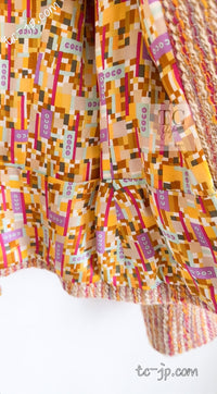 CHANEL 01A Orange Yellow Magenta Belt Jacket 34 36 シャネル オレンジ イエロー マルチ カラー ロゴ ベルト ツイード ジャケット 即発