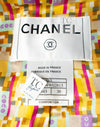 CHANEL 01A Orange Yellow Magenta Belt Jacket 34 36 シャネル オレンジ イエロー マルチ カラー ロゴ ベルト ツイード ジャケット 即発