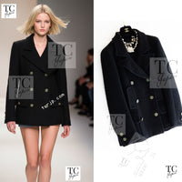 CHANEL 01A Black Double Wool Jacket Coat 38 40 42 シャネル ブラック ウール ダブル ジャケット コート 即発