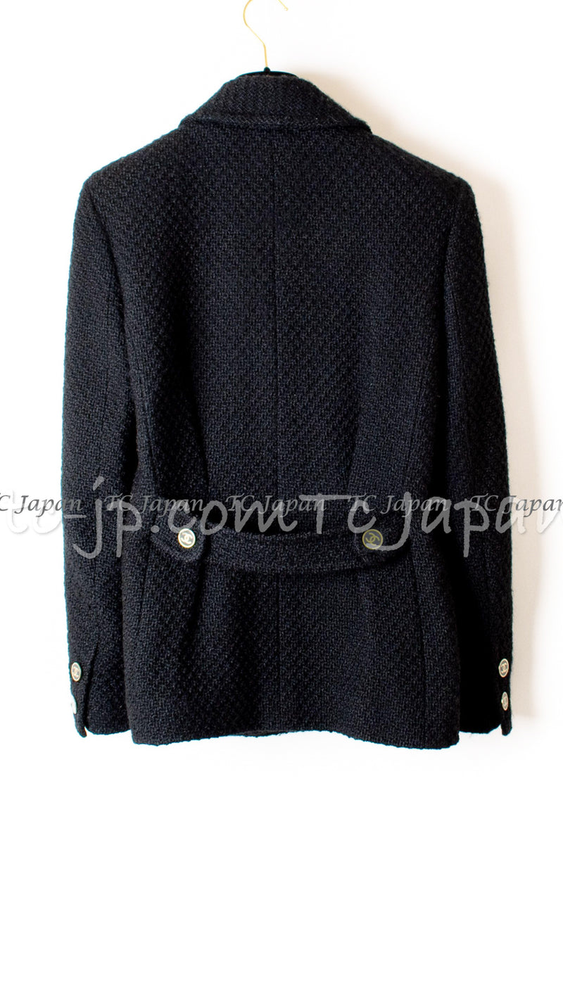 CHANEL 01A Black Double Wool Jacket Coat 38 シャネル ブラック ウール ダブル ジャケット コート 即発