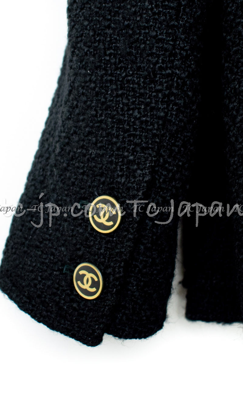 CHANEL 01A Black Double Wool Jacket Coat 38 シャネル ブラック ウール ダブル ジャケット コート 即発