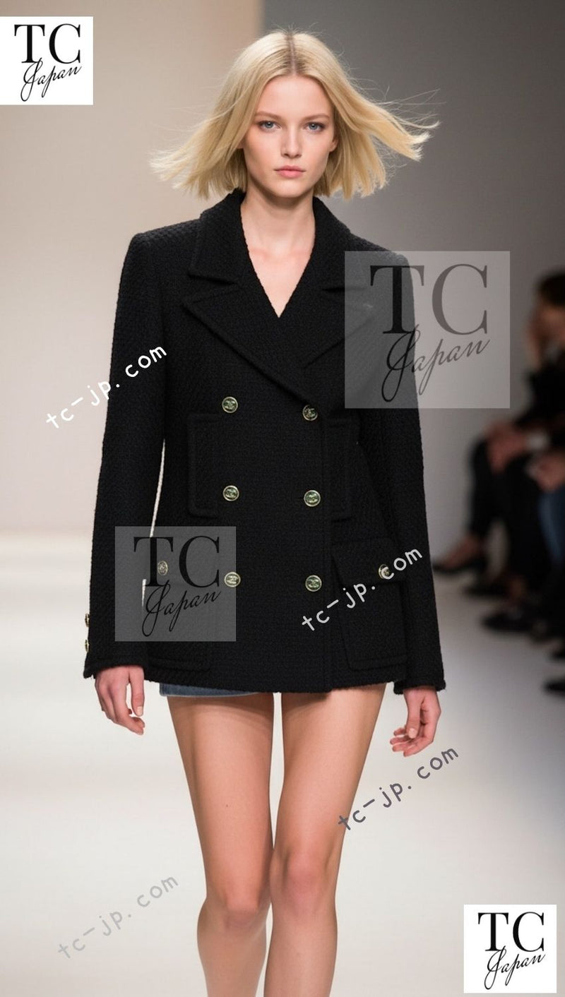 CHANEL 01A Black Double Wool Jacket Coat 38 40 42 シャネル ブラック ウール ダブル ジャケット コート 即発
