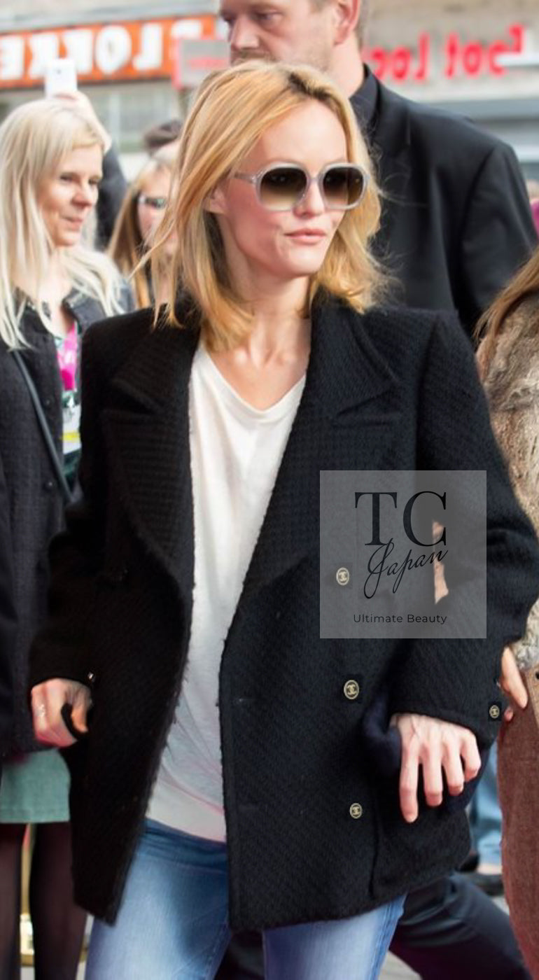 CHANEL 01A Black Double Wool Jacket Coat 38 40 42 シャネル ブラック ウール ダブル ジャケット コート 即発