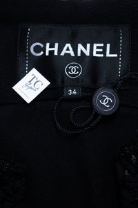 CHANEL 17C Black Cotton Denim Collarless Jacket 34 36 シャネル ブラック コットン デニム ノーカラー ジャケット 即発