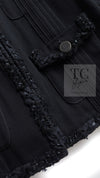 CHANEL 17C Black Cotton Denim Collarless Jacket 36 シャネル ブラック コットン デニム ノーカラー ジャケット 即発