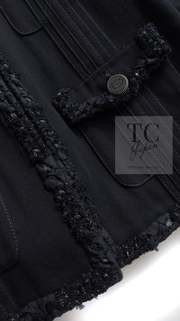 CHANEL 17C Black Cotton Denim Collarless Jacket 36 シャネル ブラック コットン デニム ノーカラー ジャケット 即発