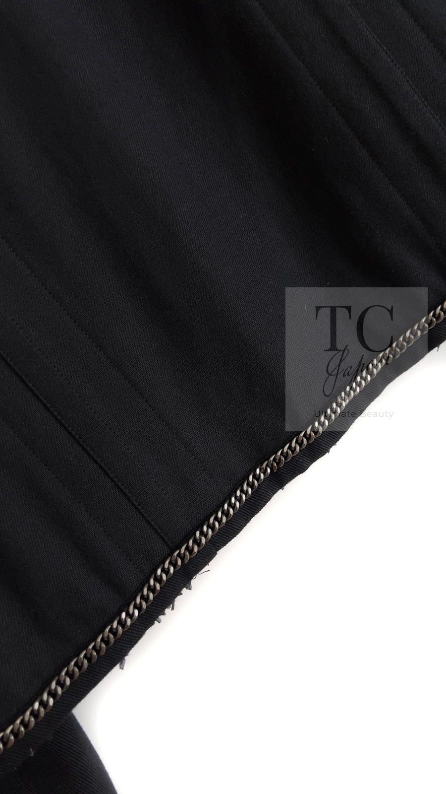 CHANEL 17C Black Cotton Denim Collarless Jacket 36 シャネル ブラック コットン デニム ノーカラー ジャケット 即発