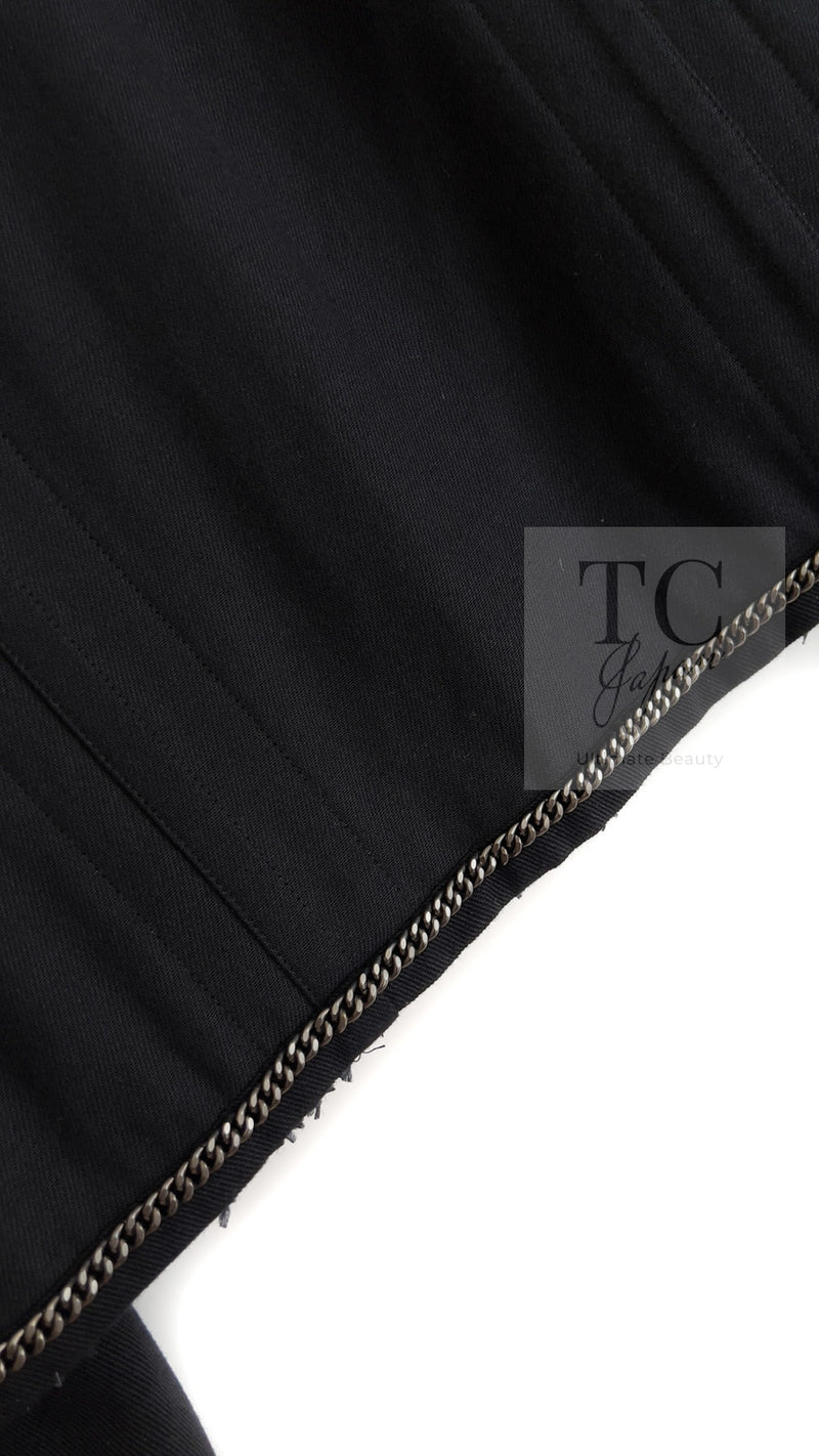 CHANEL 17C Black Cotton Denim Collarless Jacket 36 シャネル ブラック コットン デニム ノーカラー ジャケット 即発