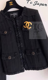 CHANEL 17C Black Cotton Denim Collarless Jacket 36 シャネル ブラック コットン デニム ノーカラー ジャケット 即発