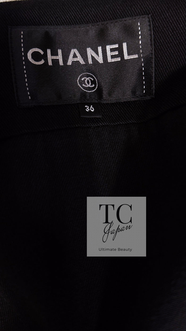 CHANEL 17C Black Cotton Denim Collarless Jacket 36 シャネル ブラック コットン デニム ノーカラー ジャケット 即発