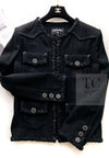 CHANEL 17C Black Cotton Denim Collarless Jacket 36 シャネル ブラック コットン デニム ノーカラー ジャケット 即発