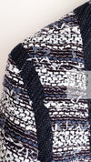CHANEL 13S Navy White Gray Stripe Cotton Tweed Jacket 36 シャネル ネイビー ホワイト グレー ストライプ コットン ツイード ジャケット 即発
