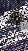 CHANEL 13S Navy White Gray Stripe Cotton Tweed Jacket 36 シャネル ネイビー ホワイト グレー ストライプ コットン ツイード ジャケット 即発