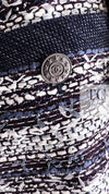 CHANEL 13S Navy White Gray Stripe Cotton Tweed Jacket 36 シャネル ネイビー ホワイト グレー ストライプ コットン ツイード ジャケット 即発