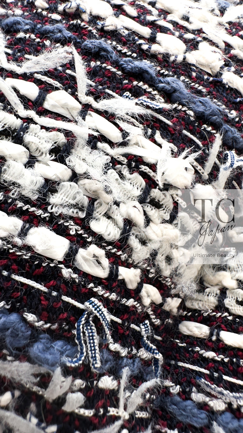 CHANEL 13S Navy White Gray Stripe Cotton Tweed Jacket 36 シャネル ネイビー ホワイト グレー ストライプ コットン ツイード ジャケット 即発