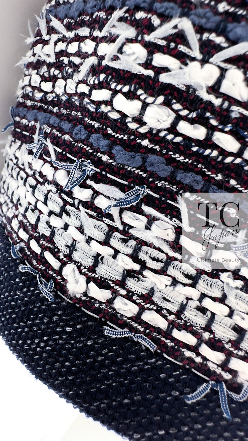 CHANEL 13S Navy White Gray Stripe Cotton Tweed Jacket 36 シャネル ネイビー ホワイト グレー ストライプ コットン ツイード ジャケット 即発