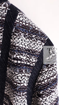 CHANEL 13S Navy White Gray Stripe Cotton Tweed Jacket 36 シャネル ネイビー ホワイト グレー ストライプ コットン ツイード ジャケット 即発