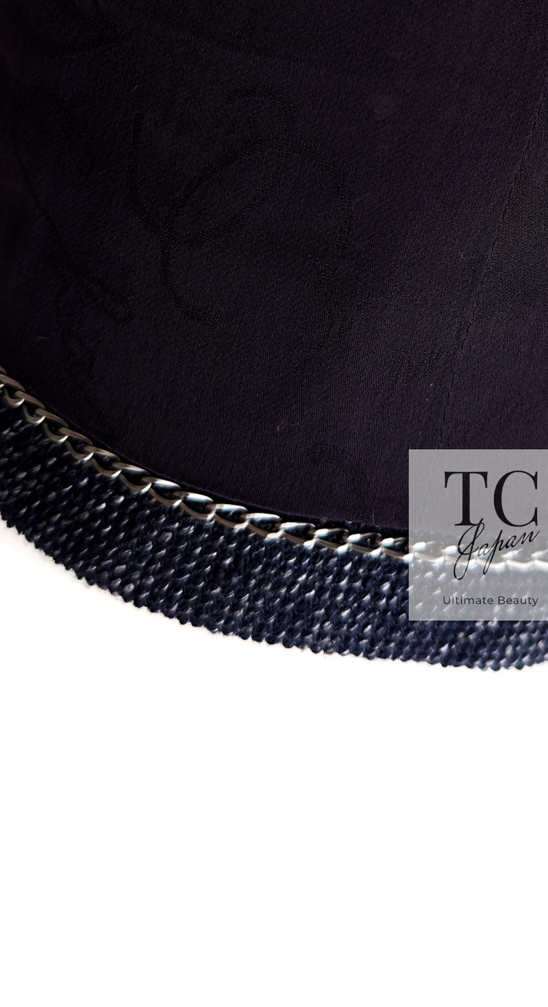 CHANEL 13S Navy White Gray Stripe Cotton Tweed Jacket 36 シャネル ネイビー ホワイト グレー ストライプ コットン ツイード ジャケット 即発