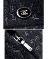 CHANEL 14A Black Leather Collar Zipup Wool Tweed Jacket 38 40 シャネル ブラック レザー襟 ジップアップ ウール ツイード ジャケット 即発