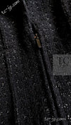 CHANEL 14A Black Leather Collar Zipup Wool Tweed Jacket 38 40 シャネル ブラック レザー襟 ジップアップ ウール ツイード ジャケット 即発