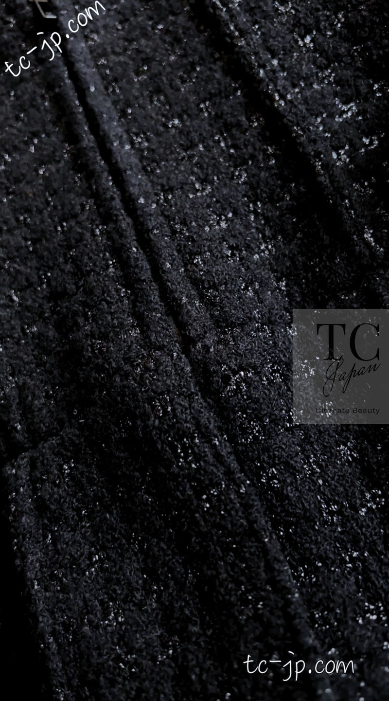 CHANEL 14A Black Leather Collar Zipup Wool Tweed Jacket 38 40 シャネル ブラック レザー襟 ジップアップ ウール ツイード ジャケット 即発