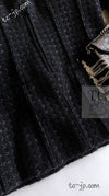 CHANEL 14A Black Leather Collar Zipup Wool Tweed Jacket 38 40 シャネル ブラック レザー襟 ジップアップ ウール ツイード ジャケット 即発
