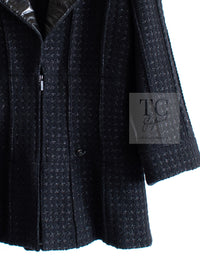 CHANEL 14A Black Leather Collar Zipup Wool Tweed Jacket 38 40 シャネル ブラック レザー襟 ジップアップ ウール ツイード ジャケット 即発