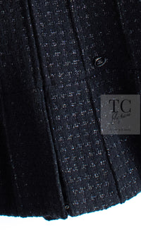 CHANEL 14A Black Leather Collar Zipup Wool Tweed Jacket 38 40 シャネル ブラック レザー襟 ジップアップ ウール ツイード ジャケット 即発