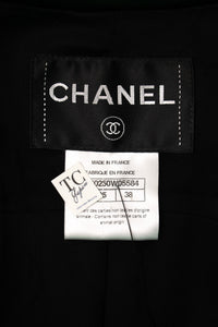 CHANEL 14A Black Leather Collar Zipup Wool Tweed Jacket 38 40 シャネル ブラック レザー襟 ジップアップ ウール ツイード ジャケット 即発