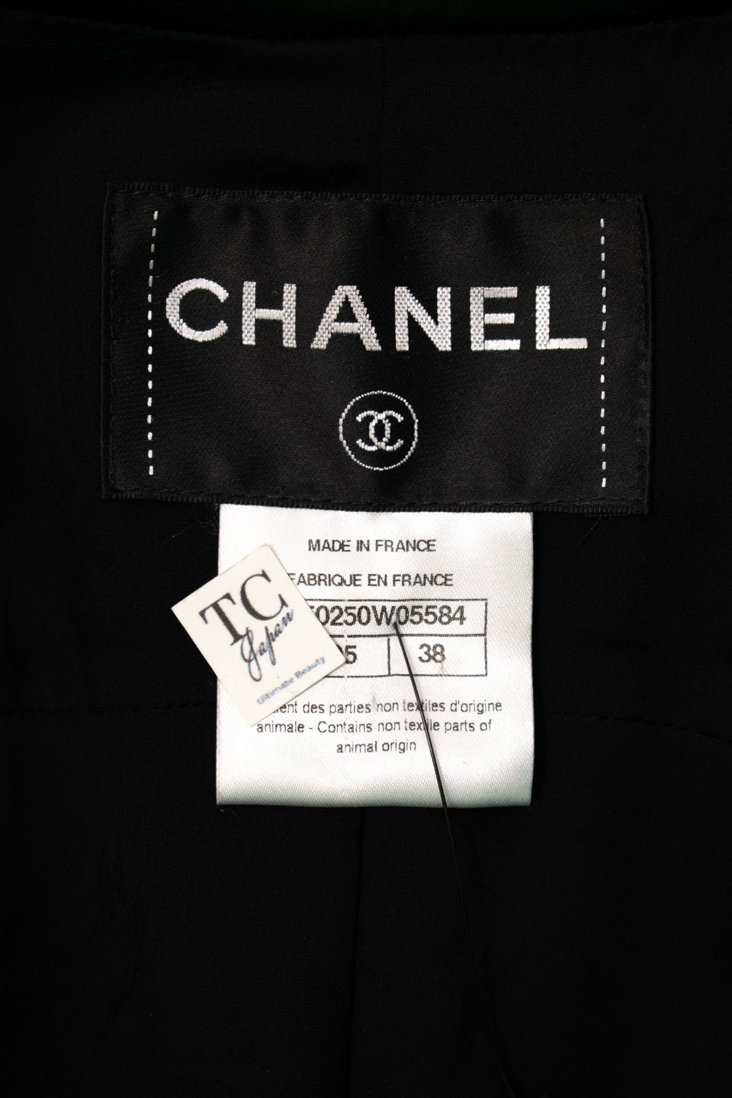 CHANEL 14A Black Leather Collar Zipup Wool Tweed Jacket 38 40 シャネル ブラック レザー襟 ジップアップ ウール ツイード ジャケット 即発